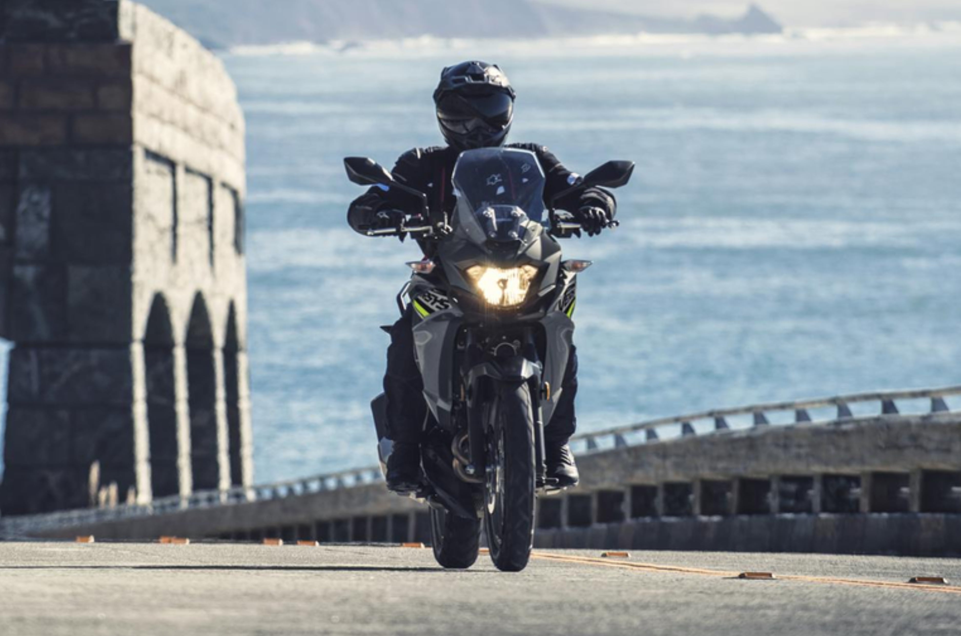 Kawasaki Versys-X 300 front riding shot